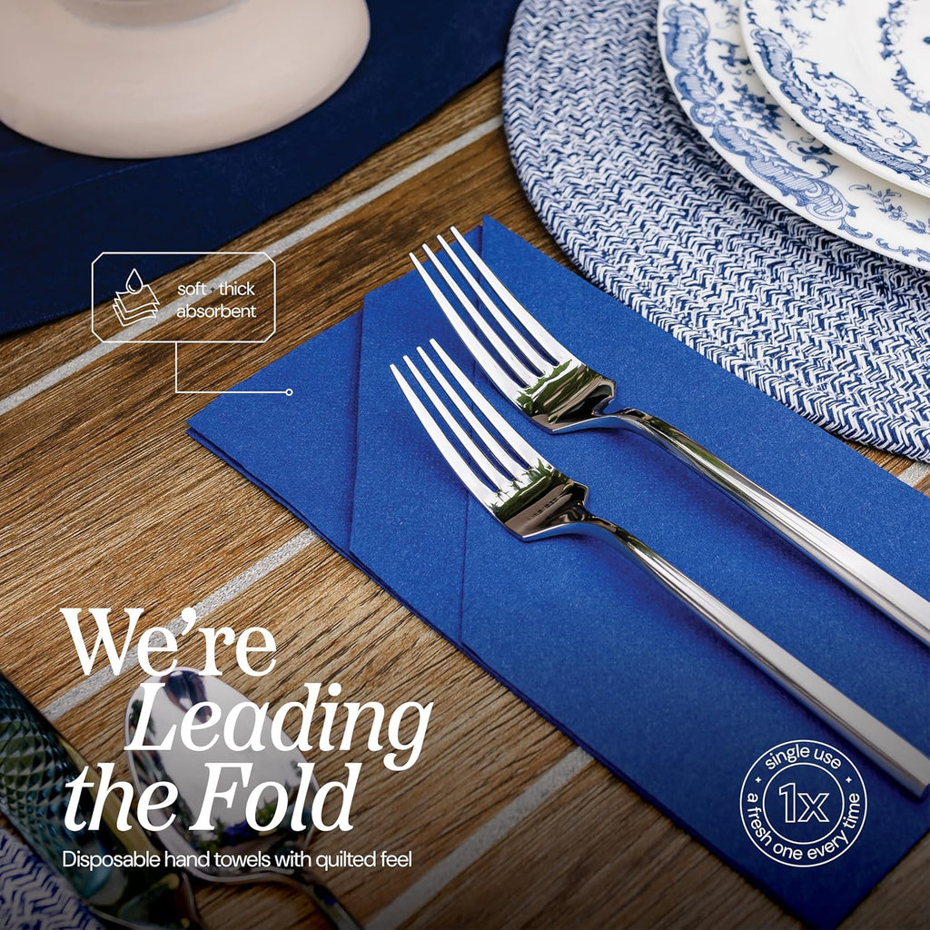 Disposable Dinner Napkins Blue Paper, [1200 Pack] 12' x 17' 2-Ply Quilted Colored Blue Napkins For Wedding, Reception, Party Or Event