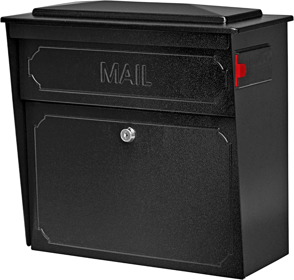 Mail Boss 7172 Townhouse Locking Security Wall Mount Mailbox, Black, Pack of 1
