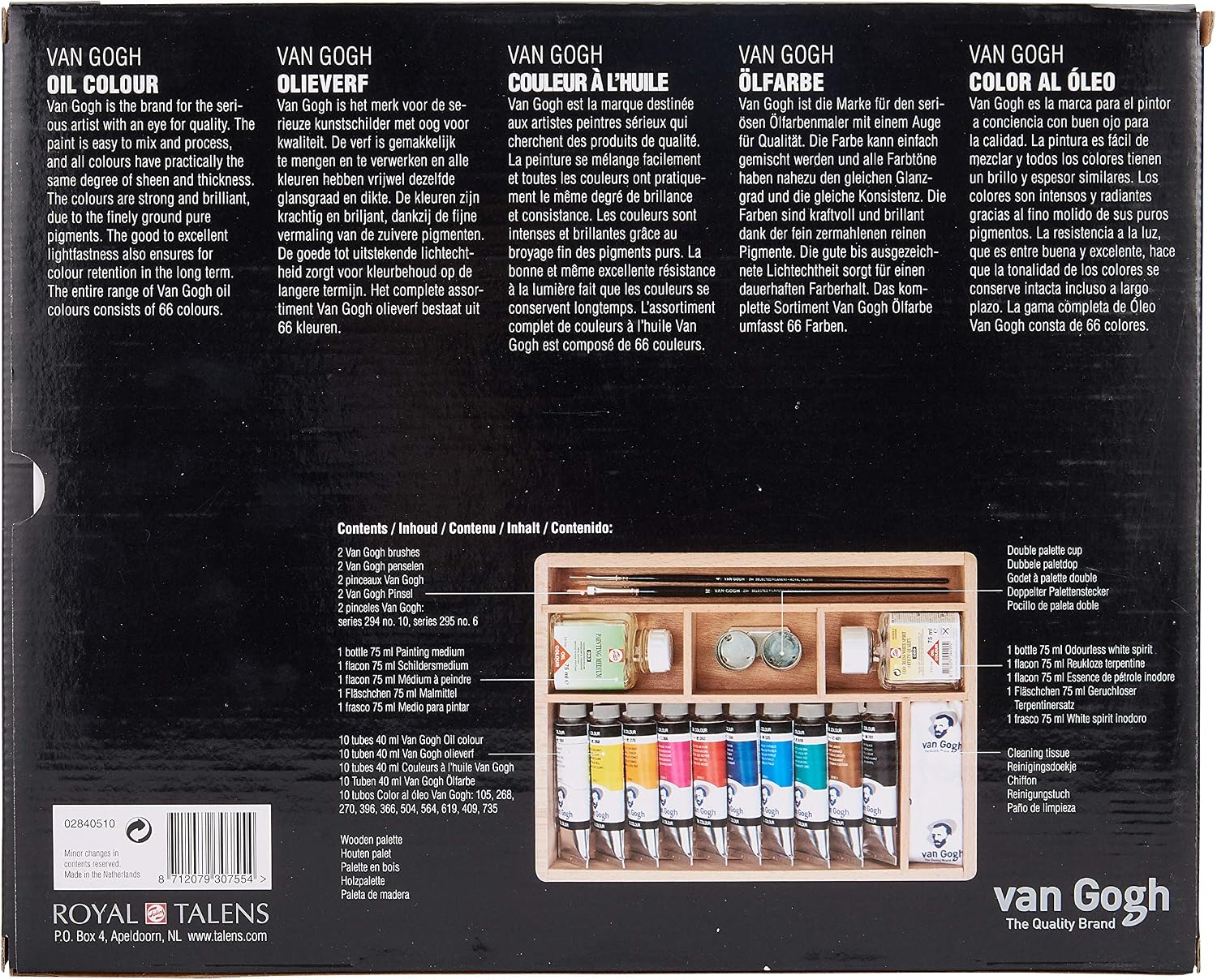 Van Gogh Oil Color Paint, 10x40ml Tubes + Accessories, Wooden Box Basic Set
