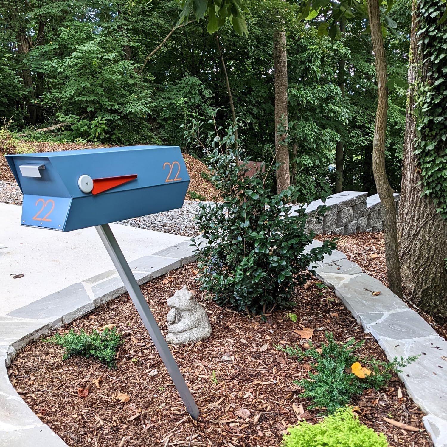 modbox USA Mid-Century Modern Curbside Mailbox | Solid Color (Satin Blue)