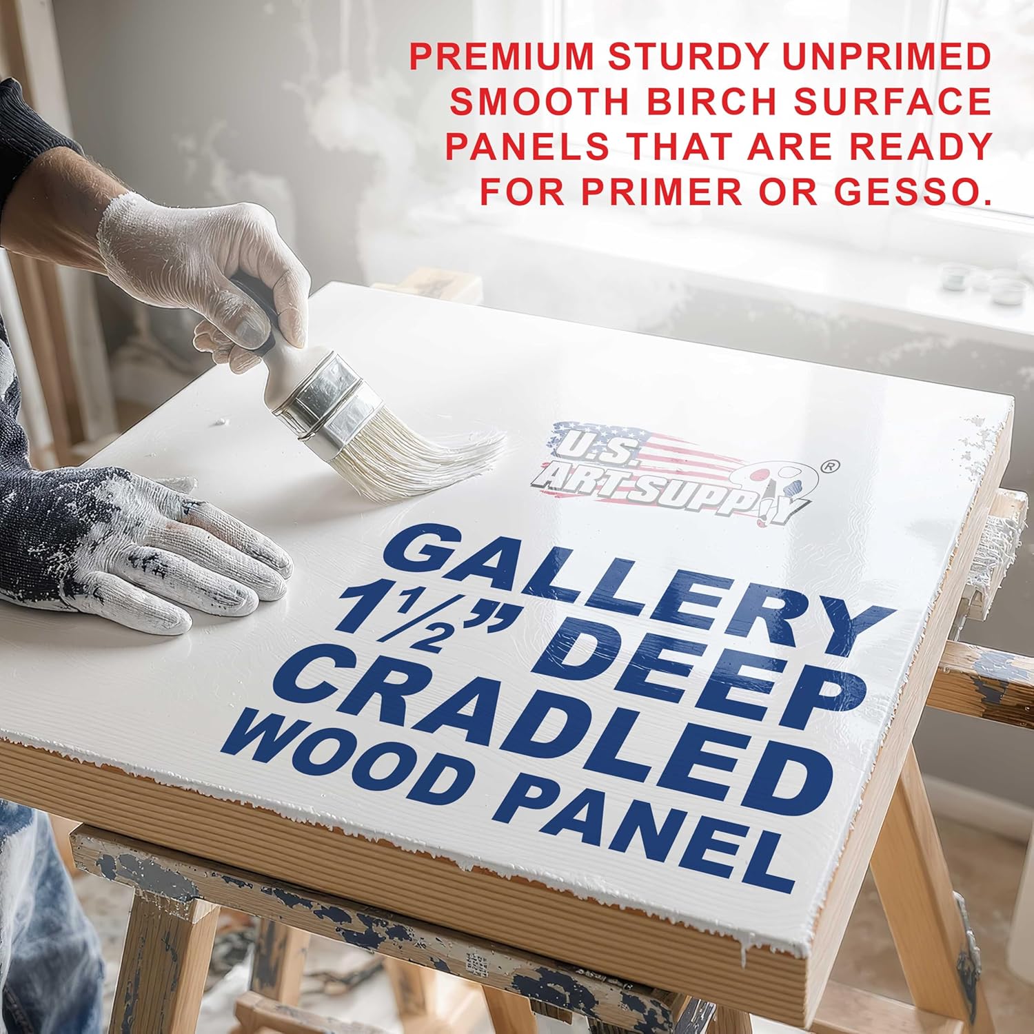 U.S. Art Supply 24' x 60' Unfinished Cradled Wood Panels for Painting, Gallery 1-1/2' Deep (2 Pack) - Artist Depth Wooden Wall Canvases - Mixed-Media Craft, Acrylic, Oil, Encaustic, Paint Pouring