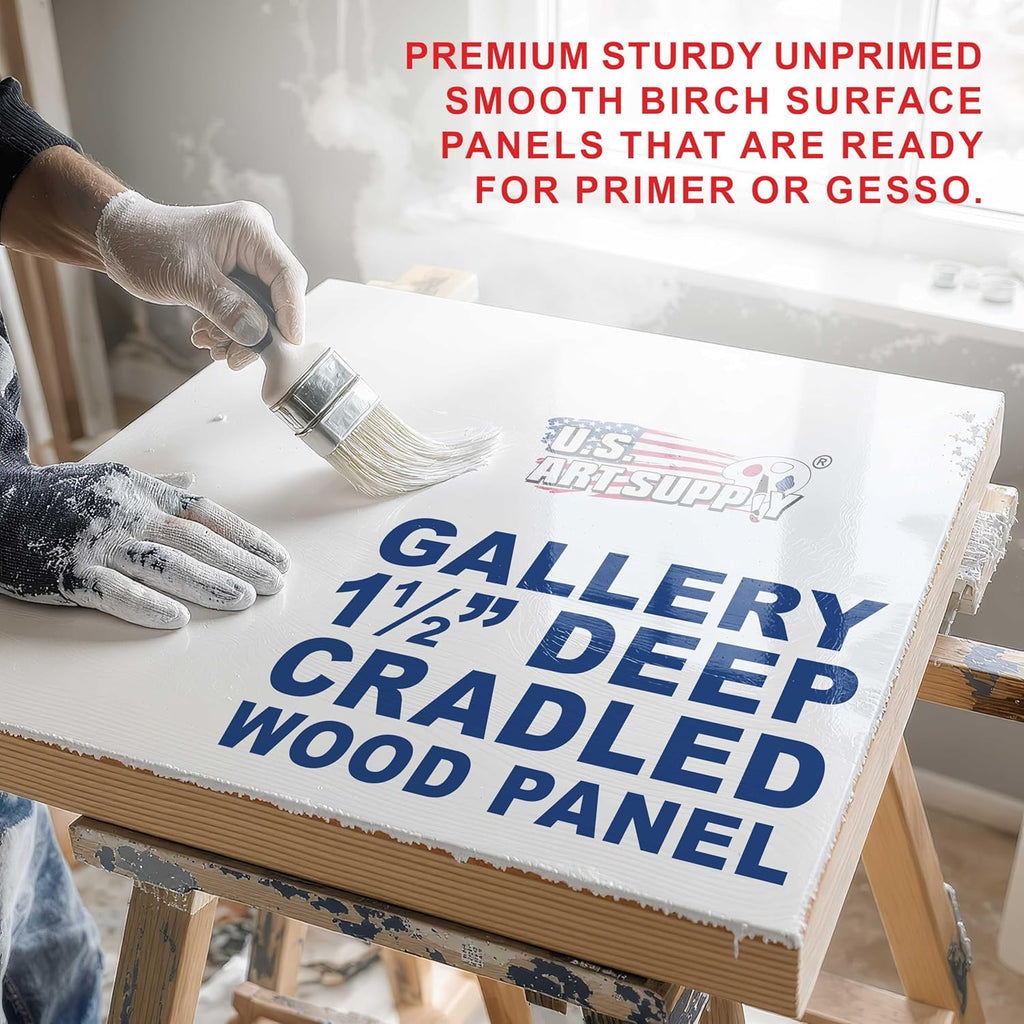 U.S. Art Supply 36' x 48' Unfinished Cradled Wood Panels for Painting, Gallery 1-1/2' Deep (2 Pack) - Artist Depth Wooden Wall Canvases - Mixed-Media Craft, Acrylic, Oil, Encaustic, Paint Pouring