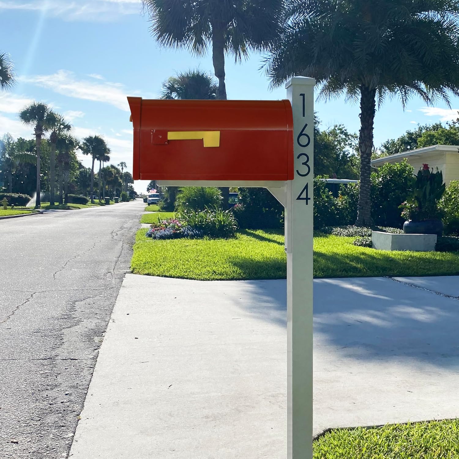 Special Lite Mid Modern Dylan Curbside Mailbox with Wellington Post - Wine Aluminum Mailbox with Post - SCD1008WIN_SPK720IVR_VN