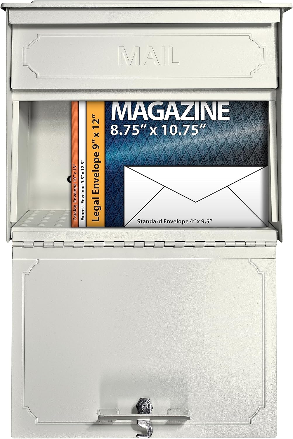 Mail Boss 7173 Townhouse Locking Security Wall Mount Mailbox, Cream White