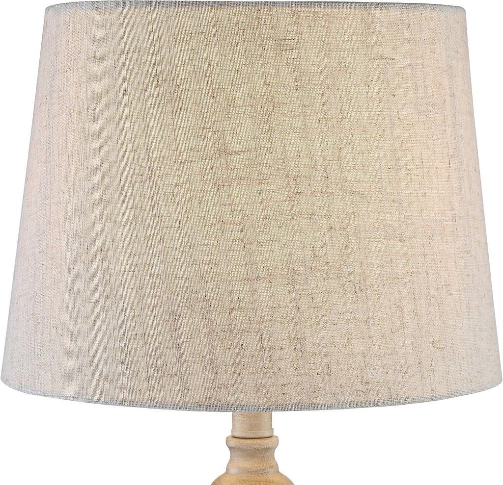 360 Lighting Claude Rustic Farmhouse Accent Table Lamps 22' Tall Set of 2 with Round Riser Beige Washed Metal Linen Drum Shade for Bedroom Living Room House Home Bedside Nightstand Office