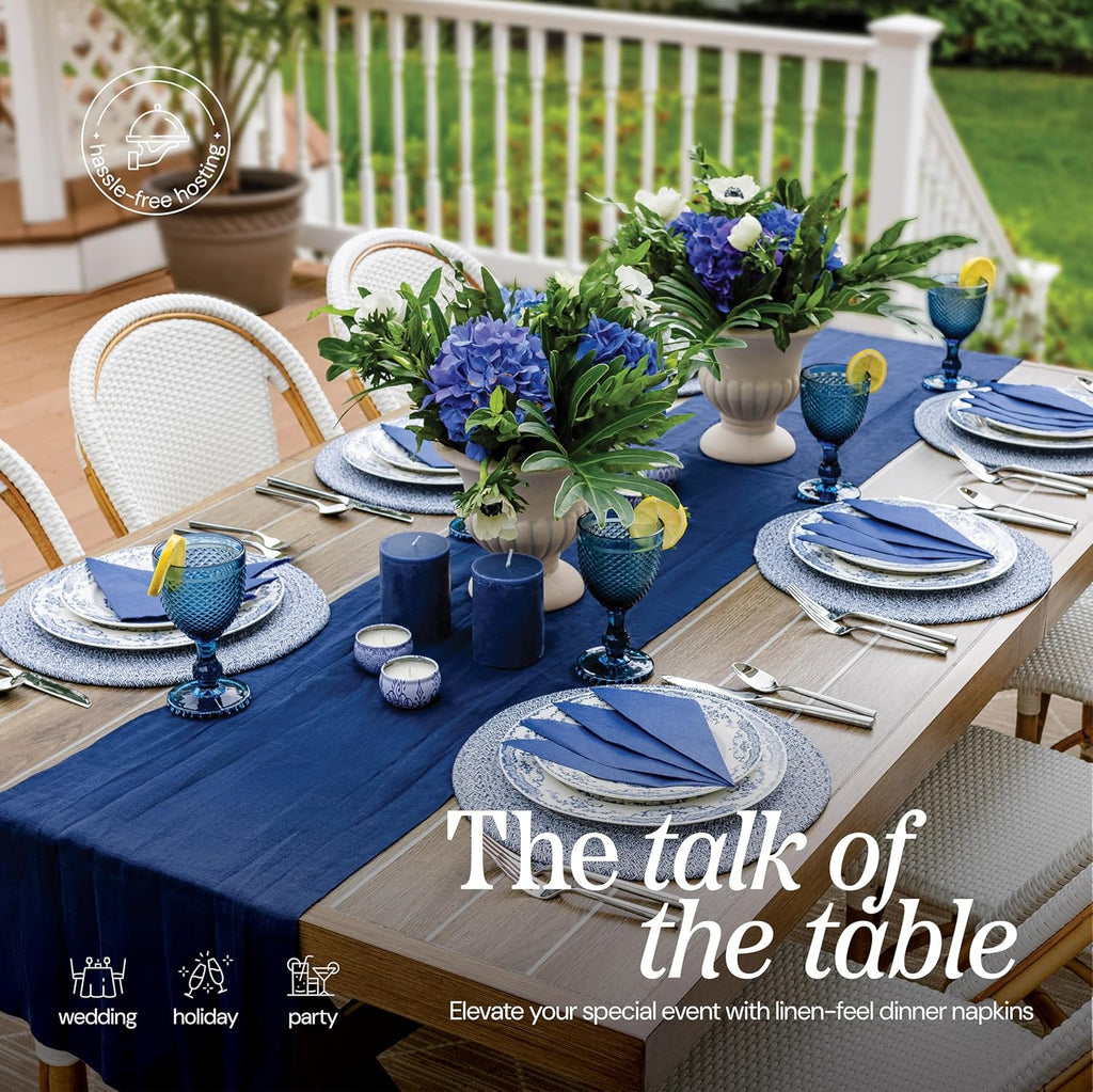 Disposable Dinner Napkins Blue Paper, [1200 Pack] 12' x 17' 2-Ply Quilted Colored Blue Napkins For Wedding, Reception, Party Or Event