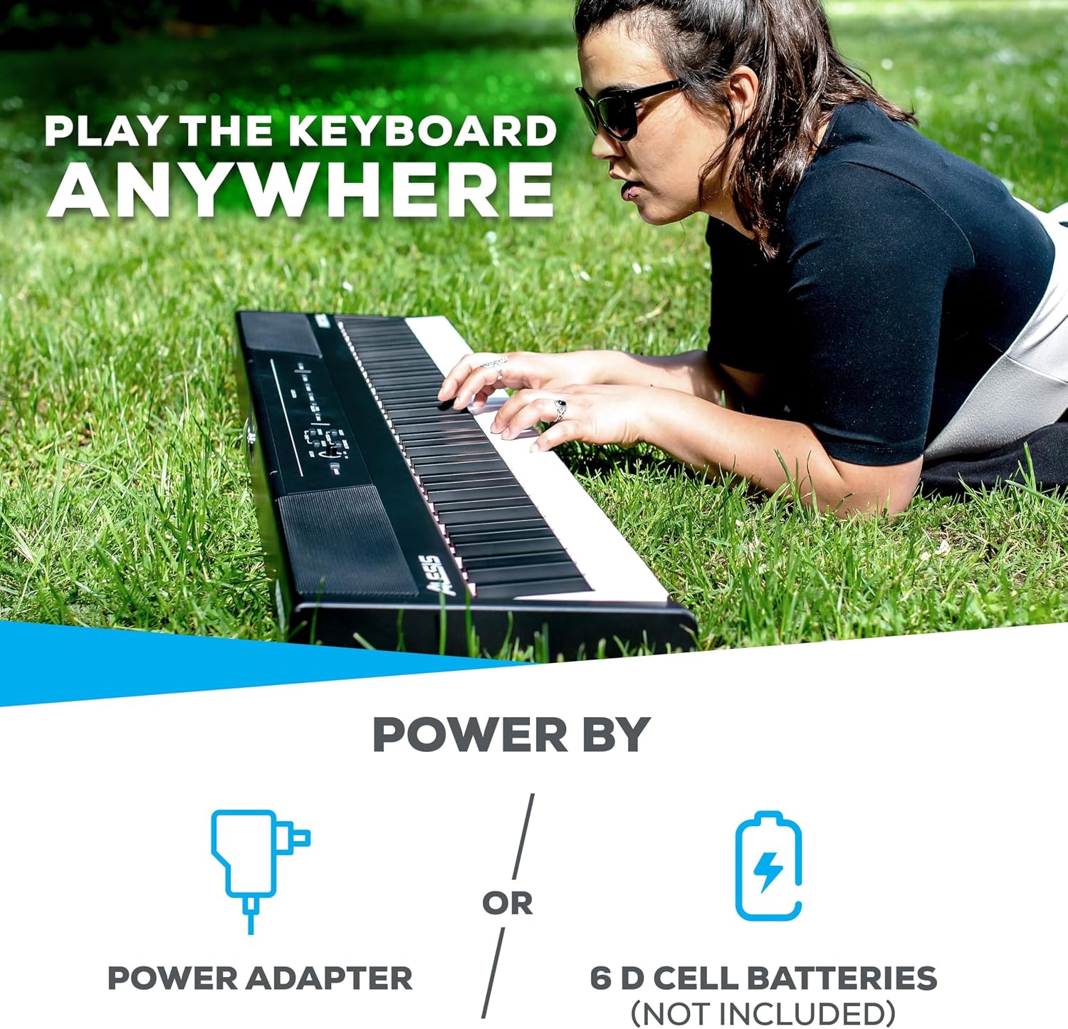 Alesis Recital - 88 Key Digital Piano Keyboard with Semi-Weighted Keys, 2x20W Speakers, 5 Voices, Split, Layer and Lesson Mode, FX and Piano Lessons