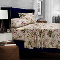 Tribeca Living Cotton Percale Queen Size Bed Sheet Set, 300 Thread Count, Extra Deep Pockets, Multicolor