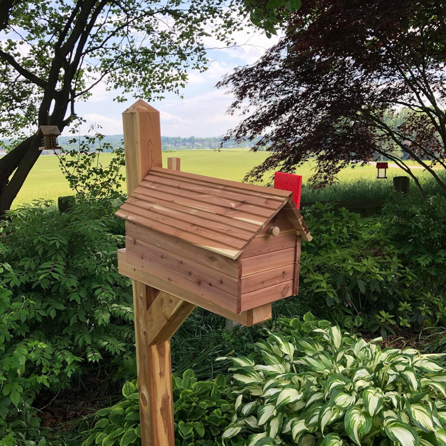 The Stone Bridge Cedar Mailbox | Simple and Beautiful Cedar Mailbox with Metal Insert | Cedar Chalet | Handmade in USA | Made with Aromatic Red Cedar