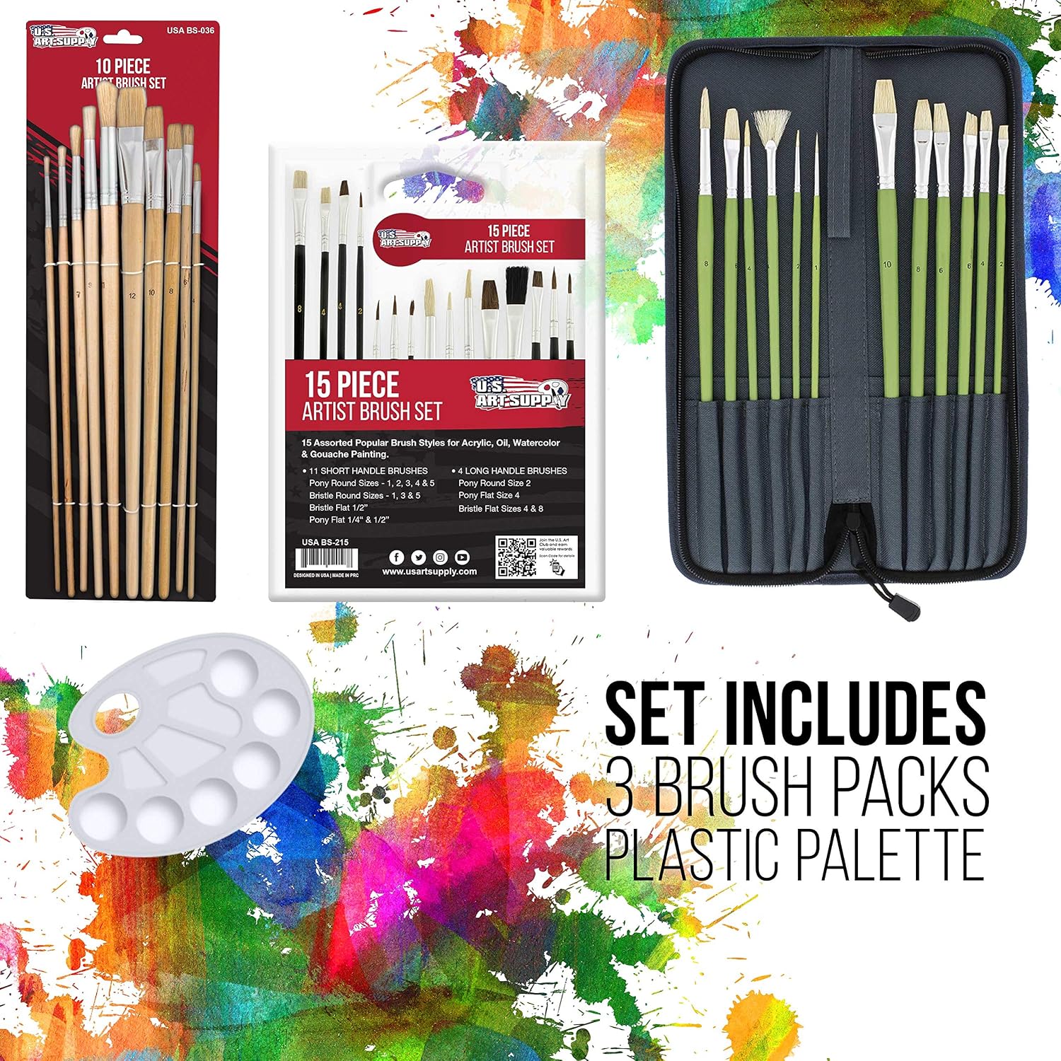 U.S. Art Supply 70-Piece Artist Oil Painting Set with Aluminum Field Easel, Wood Table Easel, 24 Oil Paint Colors, 37 Brushes, 2 Stretched Canvases, 6 Canvas Panels, Painting Pad, Palette & More