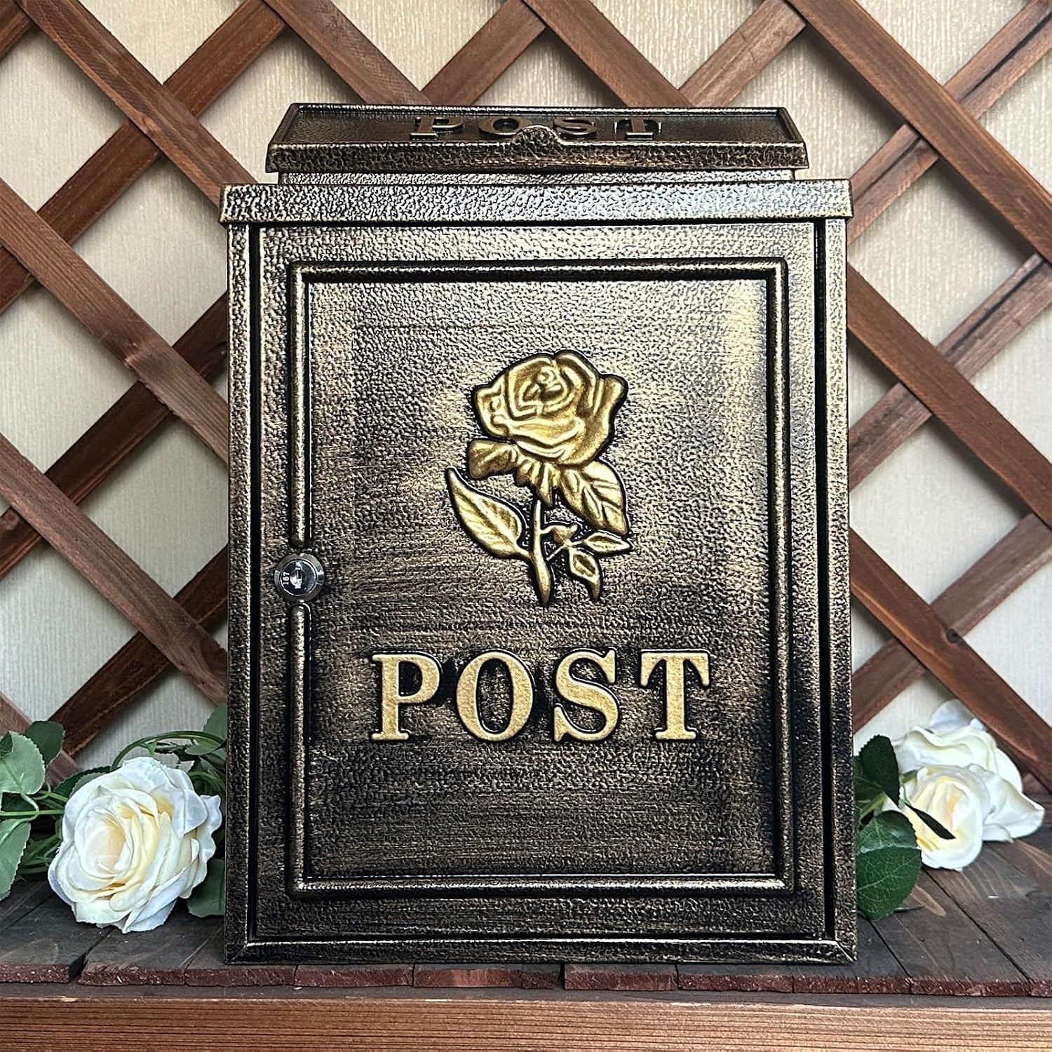 Metal Mailboxes Wall Mounted Mailbox Weatherproof Drop Box Garden Door Home Office Décor Post Box with Lock Suggestion Box