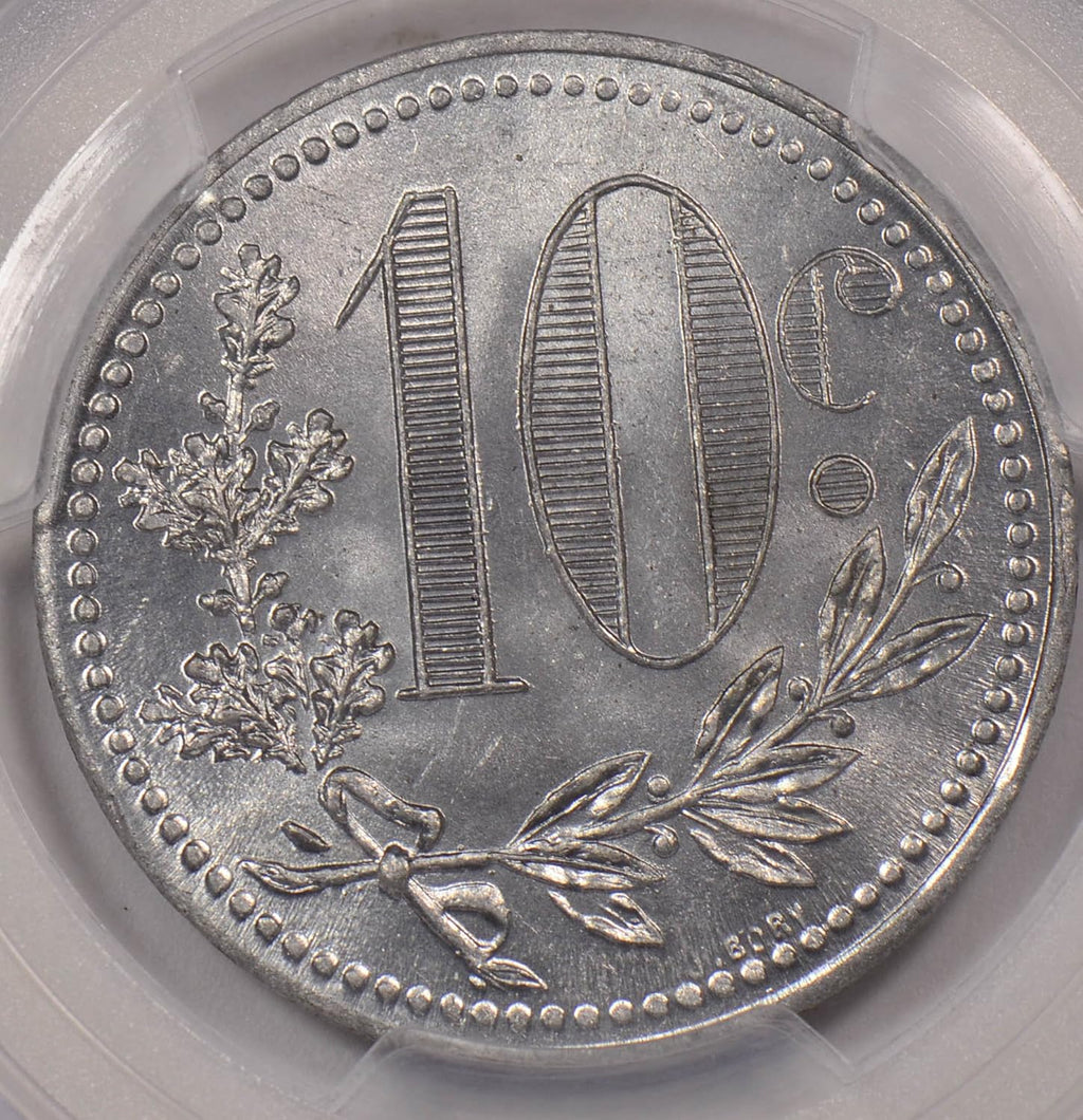 Collectible Coin PC0085 Algeria 1918 10 Cents PCGS MS 66 Lec-138 with J. Bory rare in this grade
