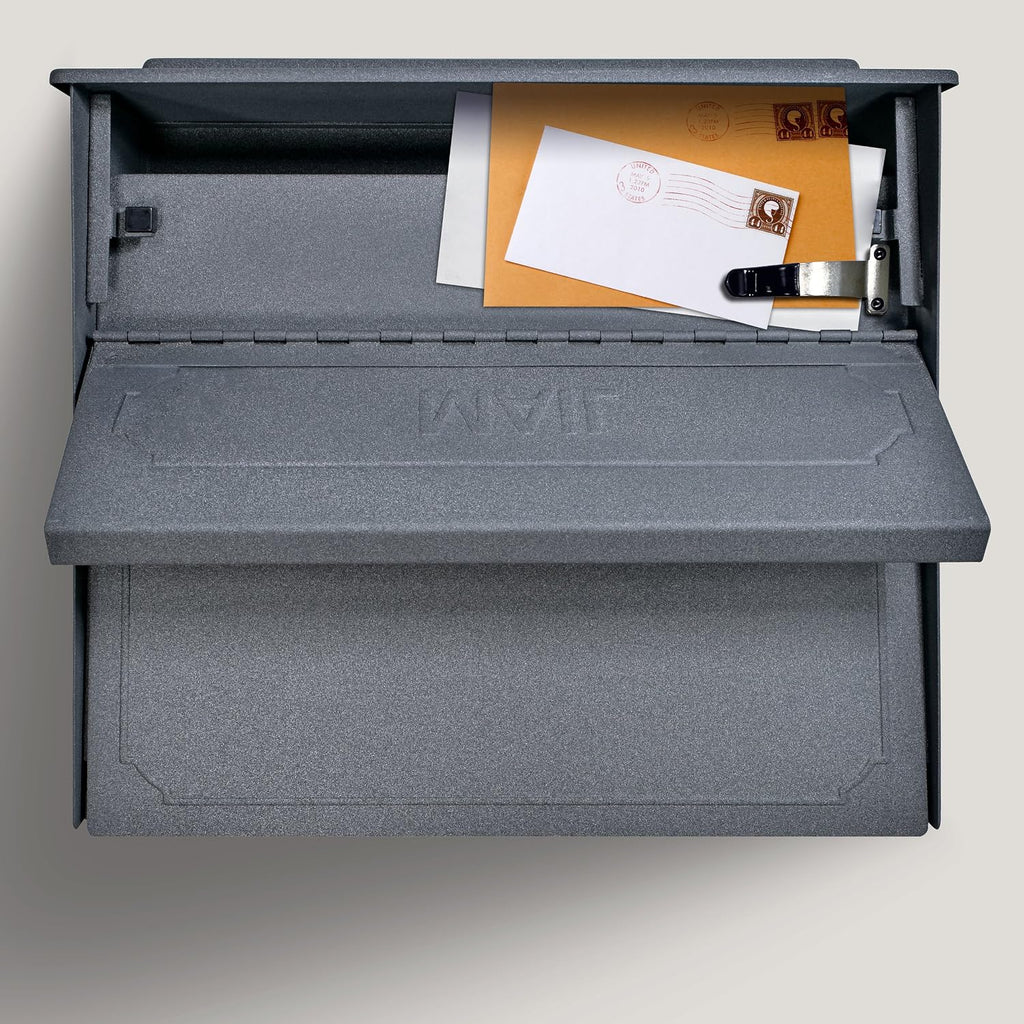 Mail Boss 7171 Townhouse, Granite Security Vertical Wall Mount Mailbox with Lock and Key for Home