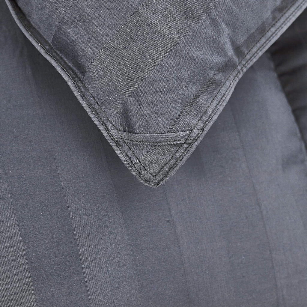 Luxurious All-Season Goose Down Fiber Comforter Twin/Twin XL Size Duvet Insert, Exquisite Gray Stripe Design, 100% Egyptian Cotton Down Proof Fabric, 50 oz Fill Weight