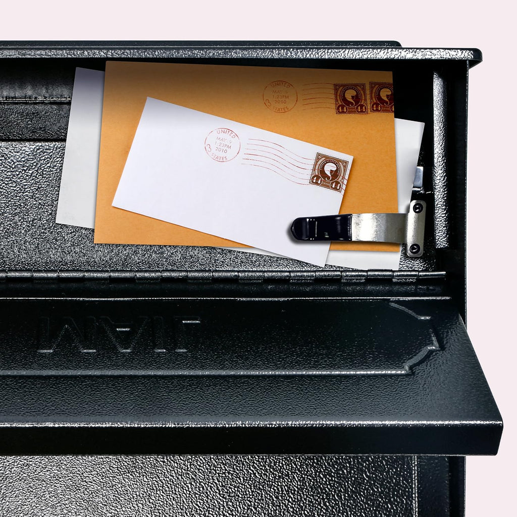 Mail Boss 7172 Townhouse Locking Security Wall Mount Mailbox, Black, Pack of 1