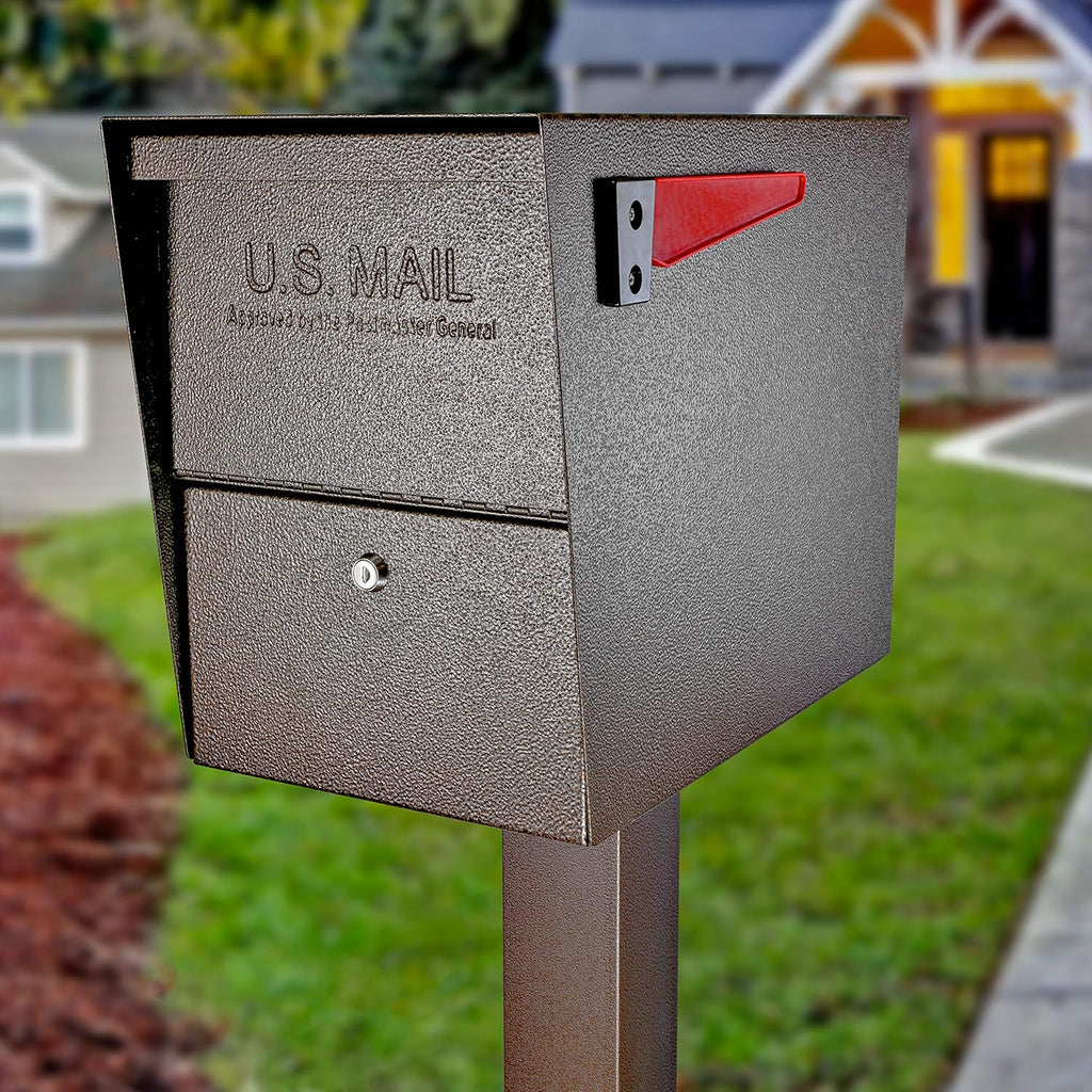 Mail Boss Security Mailbox and Mounting Post Bundle | Bronze