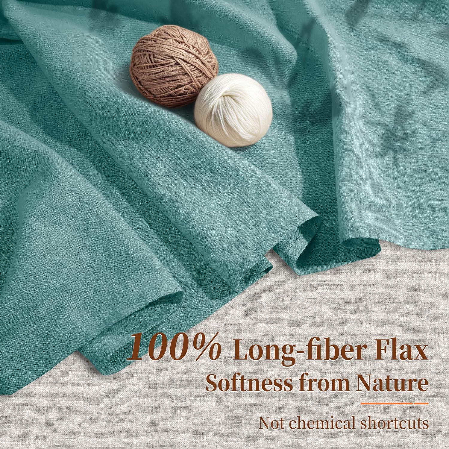 100% Pure Linen Sheet Set for Hot Sleepers, Breathable Natural Linen Sheets 4pcs, Bedding Set Deep Pocket Up to 16' Moisture-Wicking, Softens with Every Wash (Aqua Full)